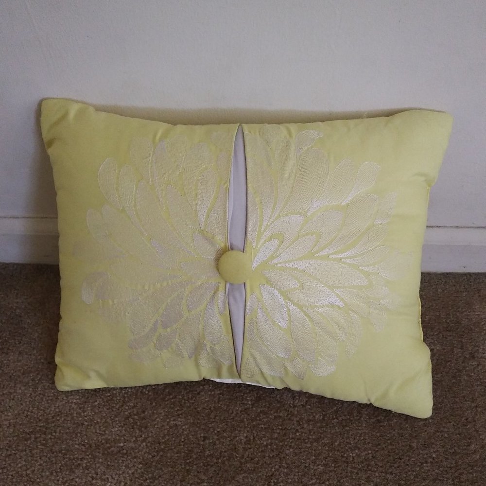 Light Yellow and Gray Decorative Pillow